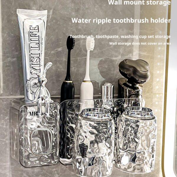Electric Toothbrush Toothpaste Holder Bathroom No-Punch Wall Mounted Toothbrush Mouthwash Cup Toothpaste Toothpaste Holder Set