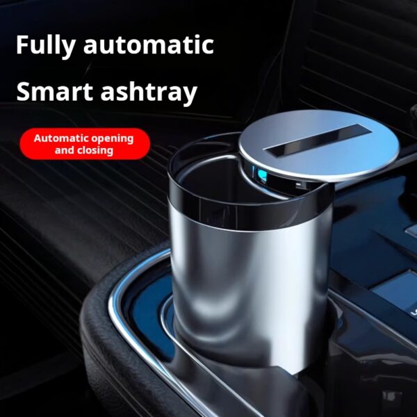 Ashtray Black Technology Auto Open Lid Large Aluminum Alloy Seal Car Interior Use Windproof Multifunctional Premium Sense (PACK OF 3)